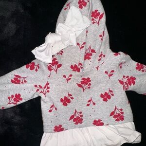 Baby Girl Gray and Red Kids Hoodie and Bow